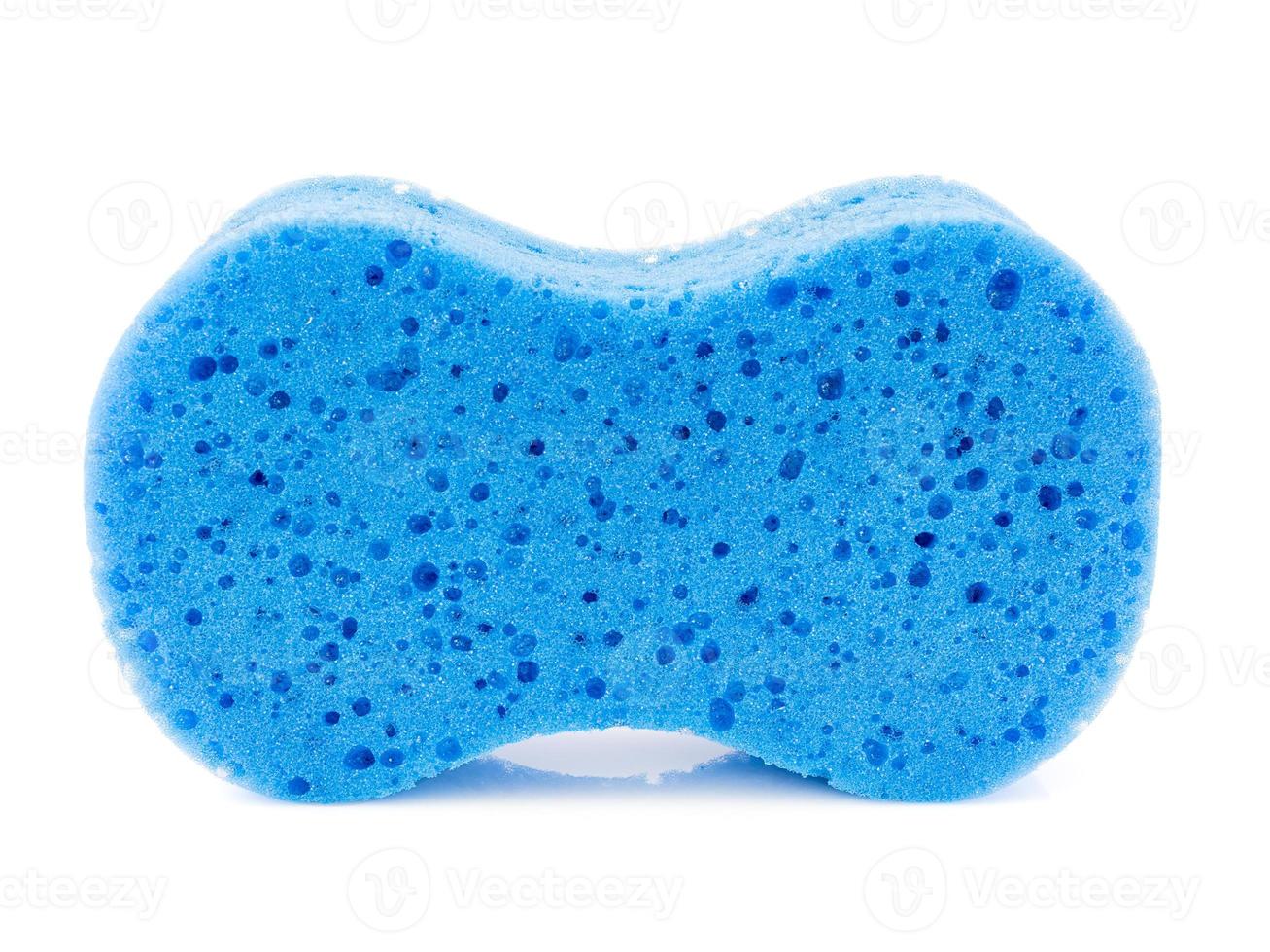 Blue sponge on white photo