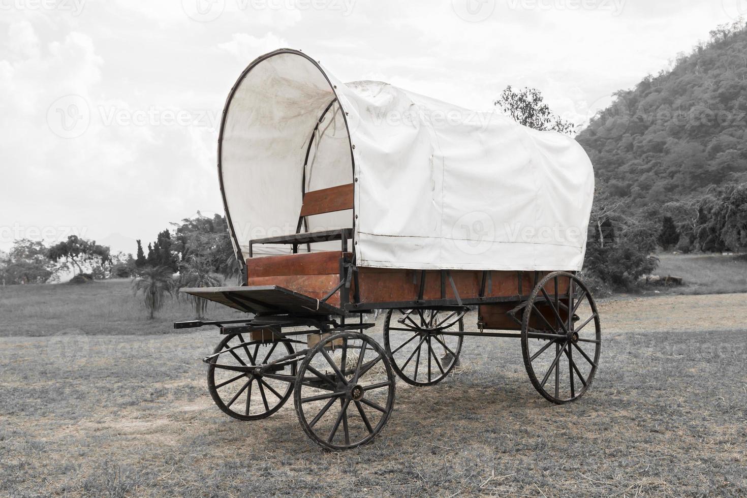 Black White Covered wagon photo