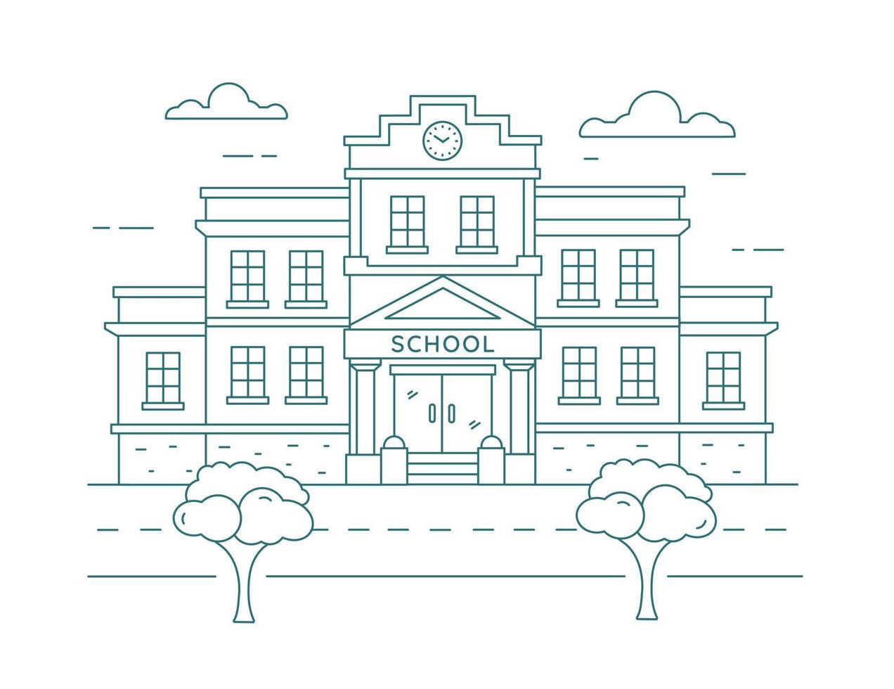 School, college building. Line icon. Vector illustration isolated on white background.
