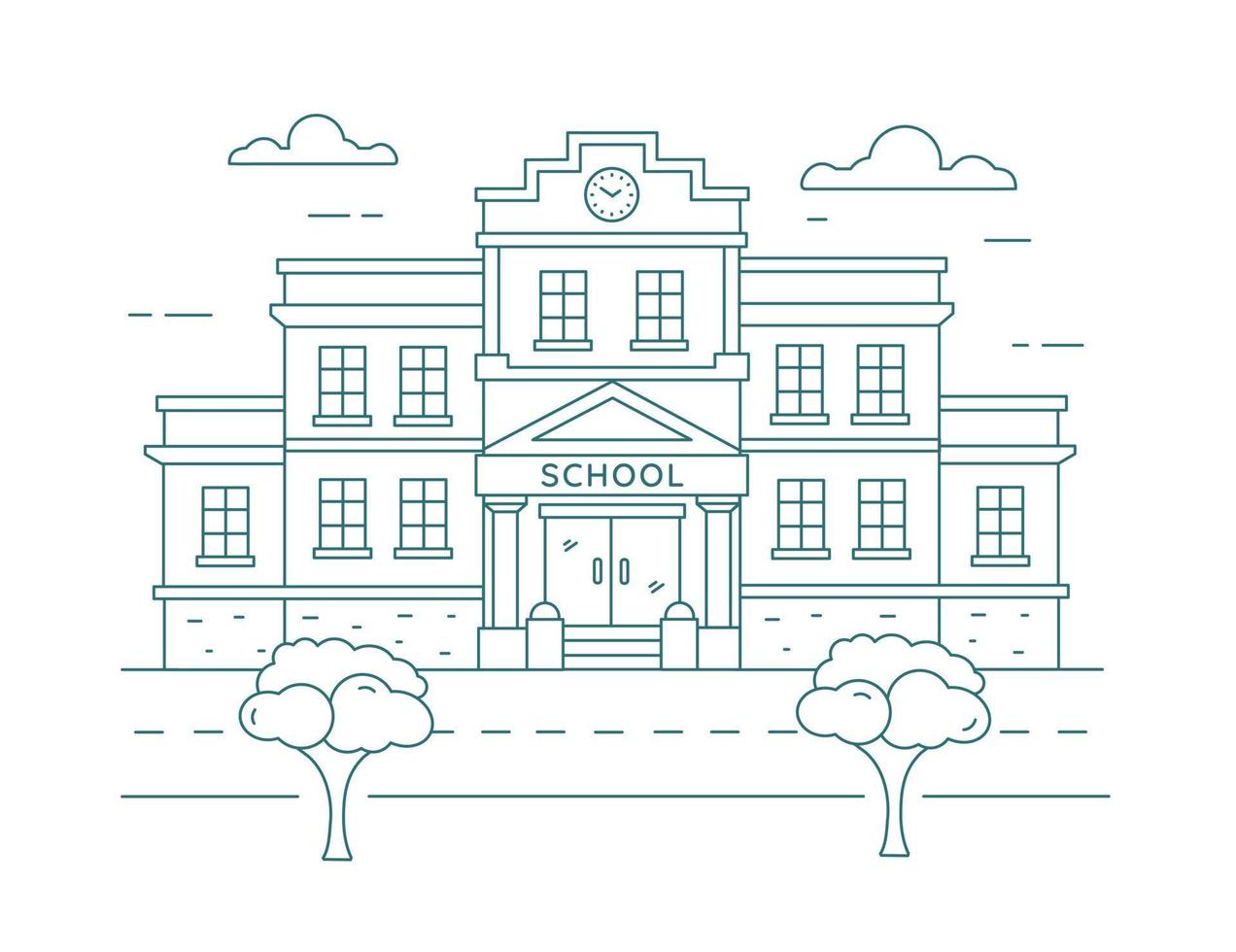 escuela, edificio de la universidad. icono de línea ilustración vectorial aislado sobre fondo blanco. vector