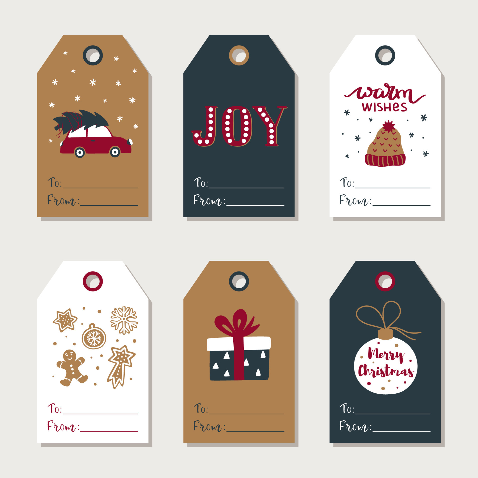 Hand drawn Christmas gift tags collection. Cute festive tag. Vector design template. 8899804 Vector Art at Vecteezy