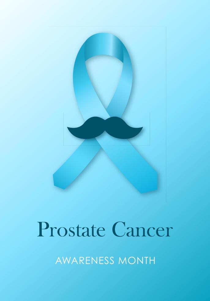 cartel del mes de concientización sobre el cáncer de próstata. ilustración vectorial de cinta azul, símbolo de concientización sobre el cáncer de próstata. vector