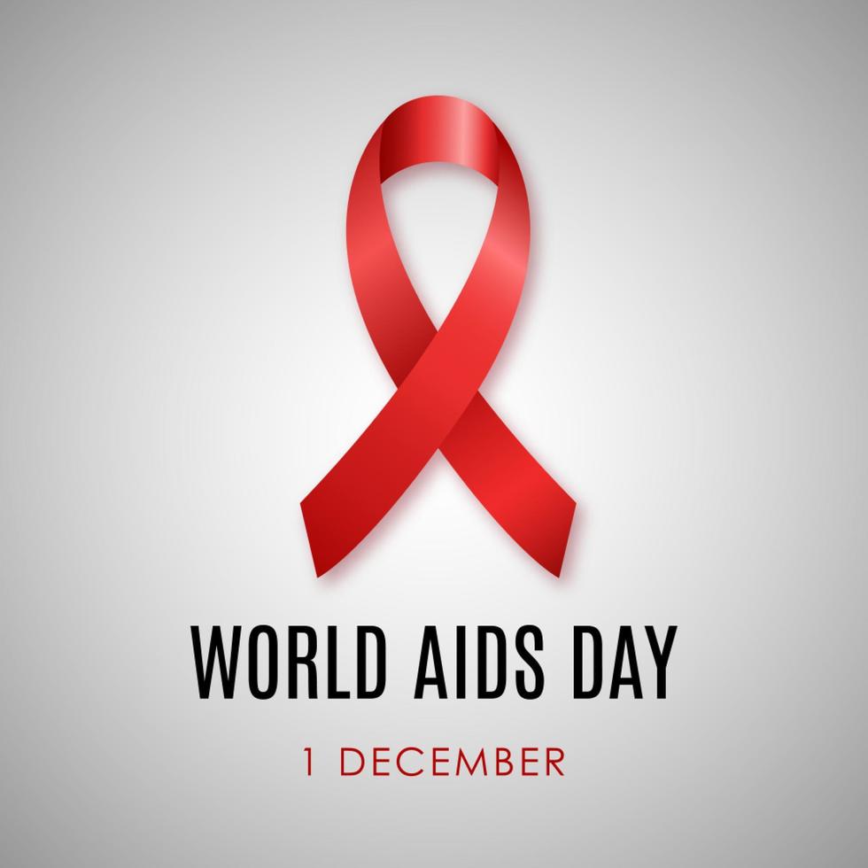 1st December World AIDS Day. AIDS Awareness symbol Red ribbon. Vector illustration.