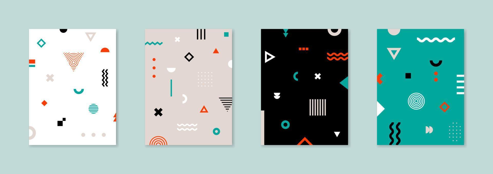 juego de 4 carteles con formas geométricas bauhaus. fondos abstractos retros. plantilla vectorial para portadas, cupones, carteles, volantes y pancartas. vector