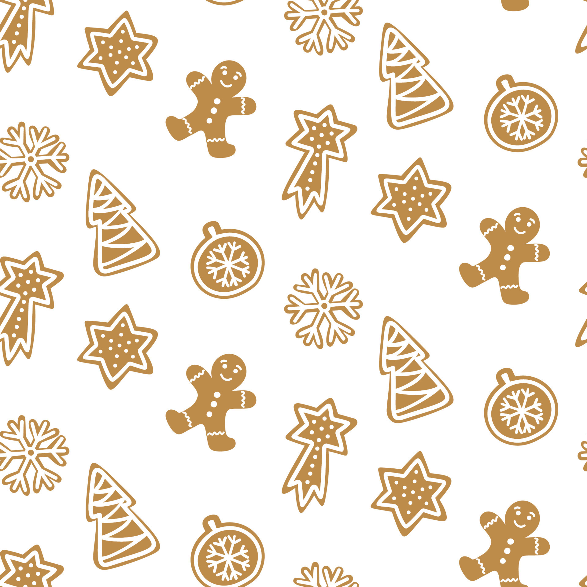 Cute Hand drawn seamless pattern with cookie. Gingerbread on white
