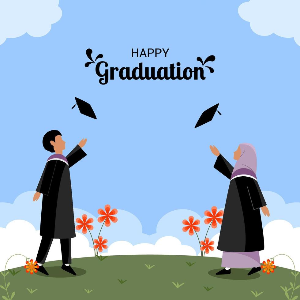 Muslim graduation illustration vector