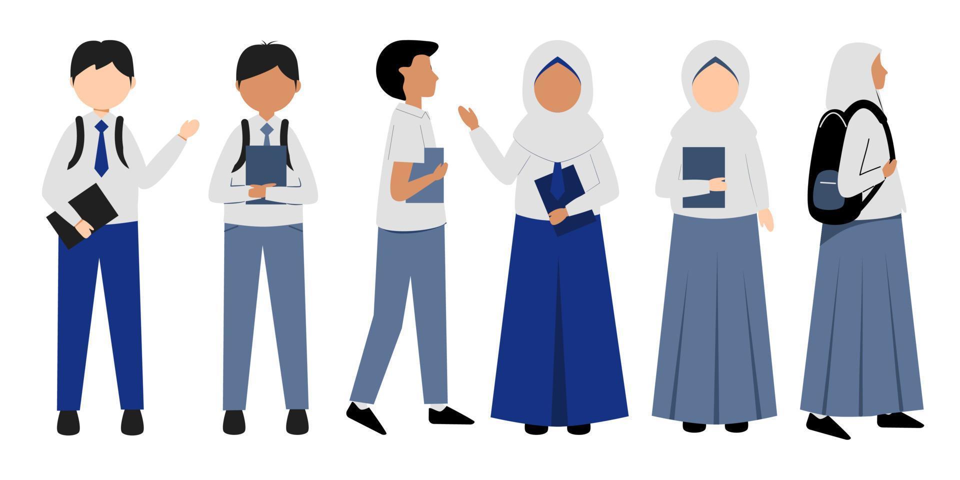 Set of indonesian student illustration vector