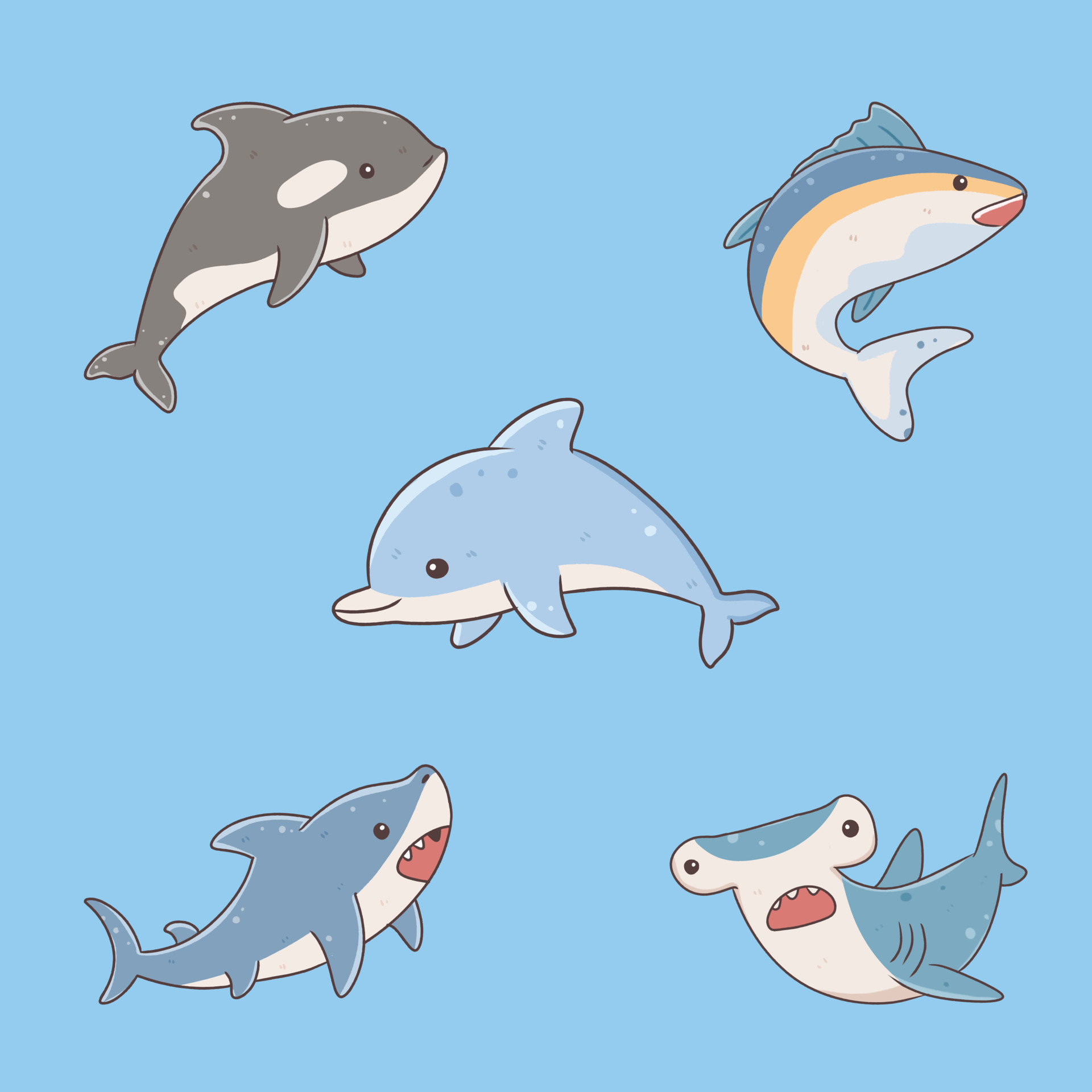 fish and wild marine animals are isolated on blue background. Inhabitants of the sea world, cute, funny underwater creatures 8900549 Vector Art at Vecteezy fish and wild marine animals are isolated on blue background. Inhabitants of the sea world, cute, funny underwater creatures 8900549 Vector Art at Vecteezy