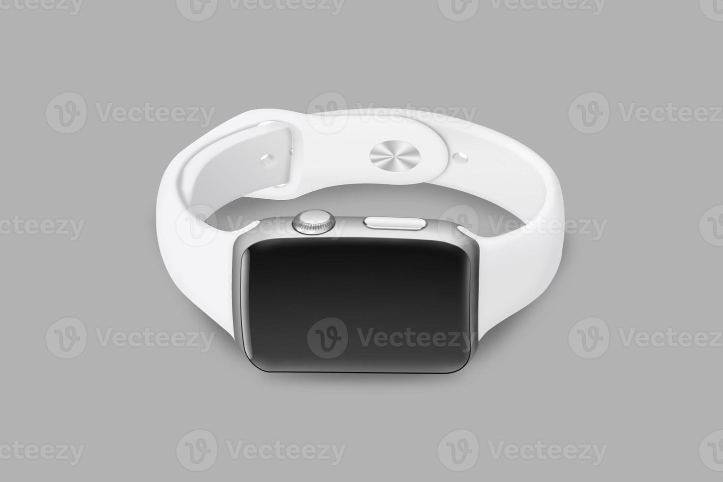 Black and white Smart watch mockup set isolated on a grey background. 3d rendering. photo