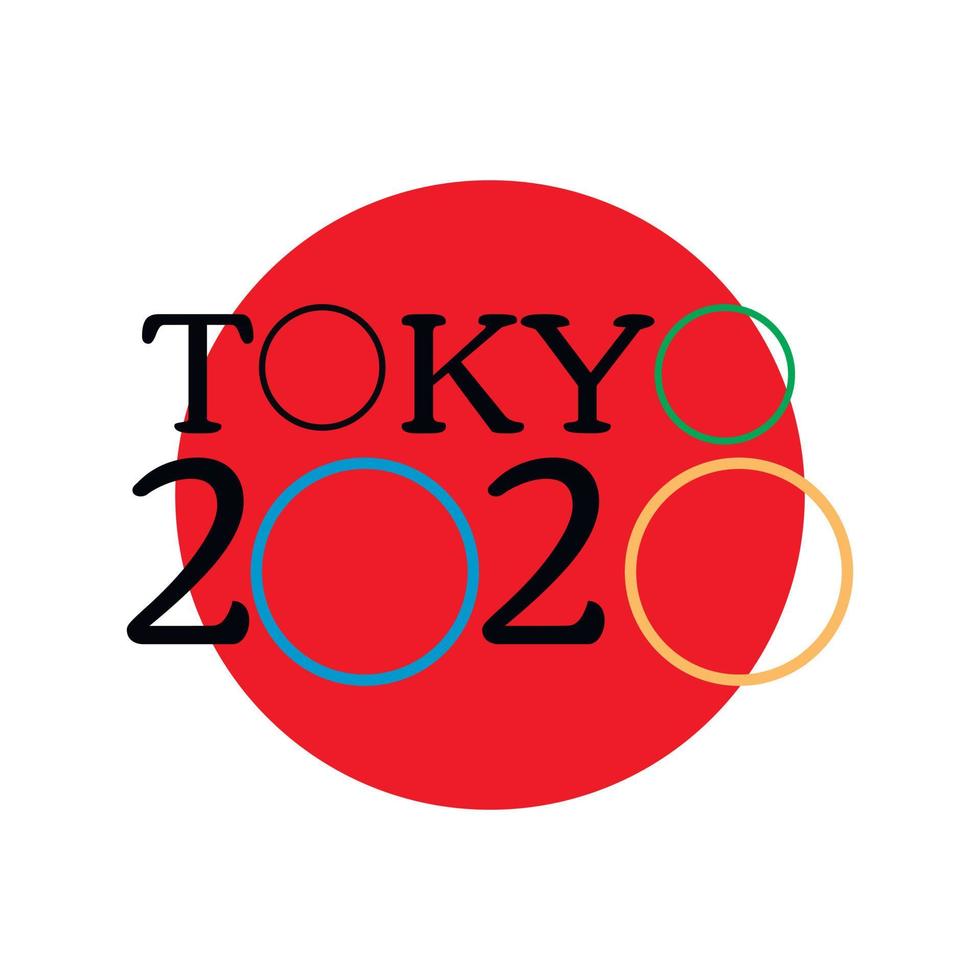 juegos deportivos tokio 2021. bienvenido a Japón. anillos de colores. juegos de la xxxii olimpiada o olimpiadas de verano 2020 vector