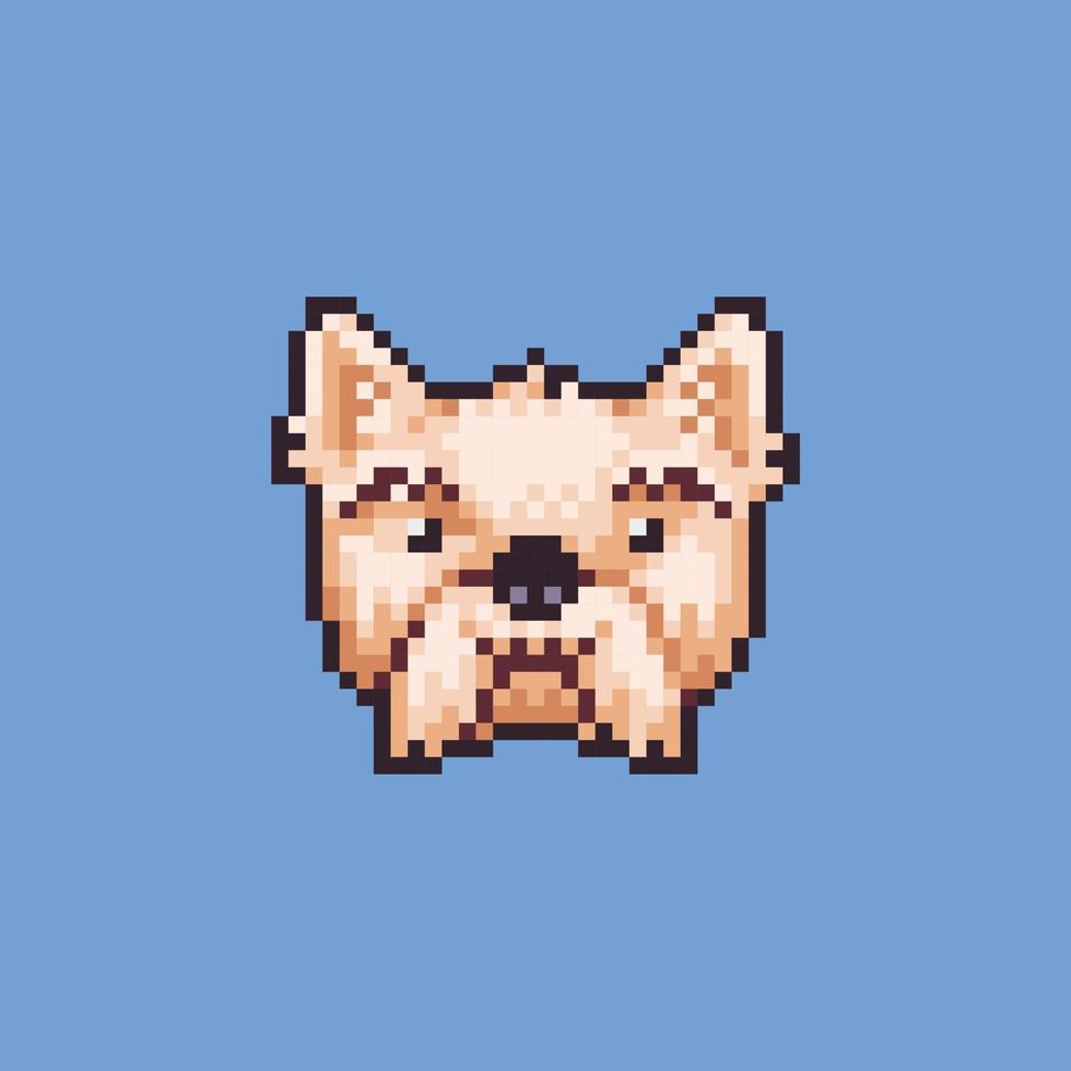 Editable vector dog face and head icon pixel art illustration for game development, game asset, web asset, graphic design, and printed purpose.