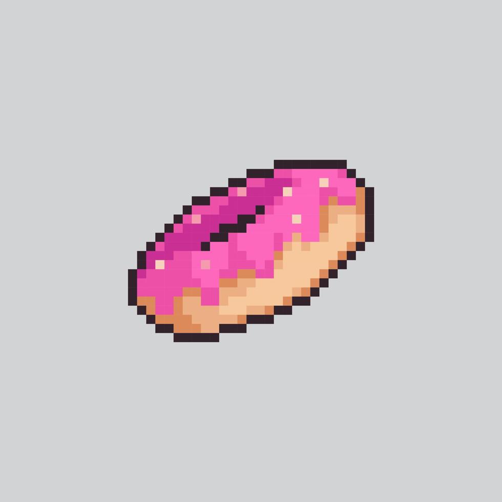 Postre de donut de ilustración de vector de arte de píxeles completamente editable para desarrollo de juegos, diseño gráfico, afiche y arte.