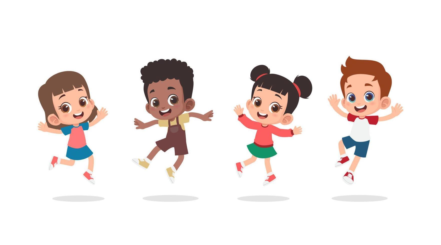 Group of happy children jumping vector