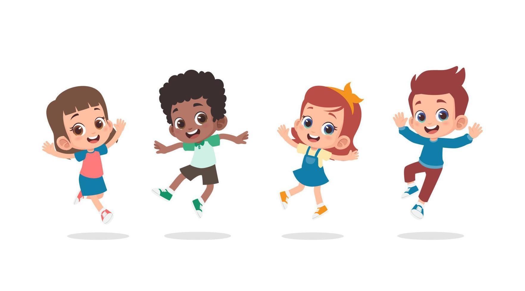 Group of happy children jumping vector