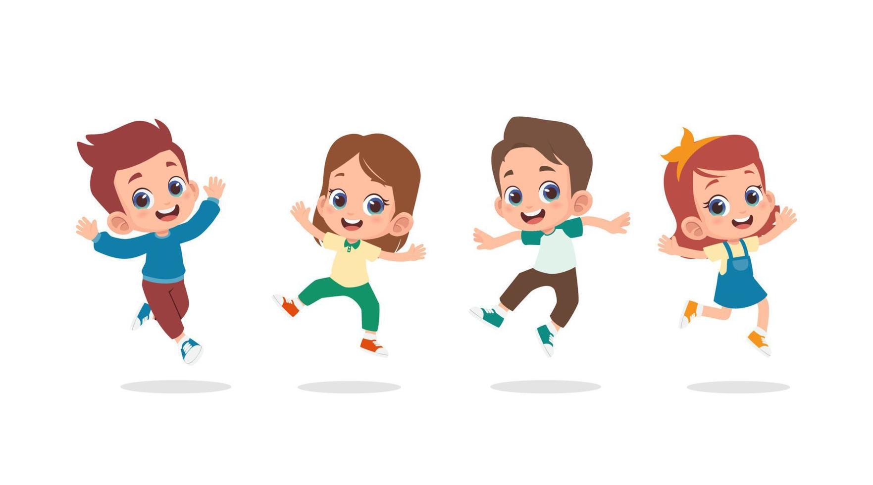 Group of happy children jumping vector