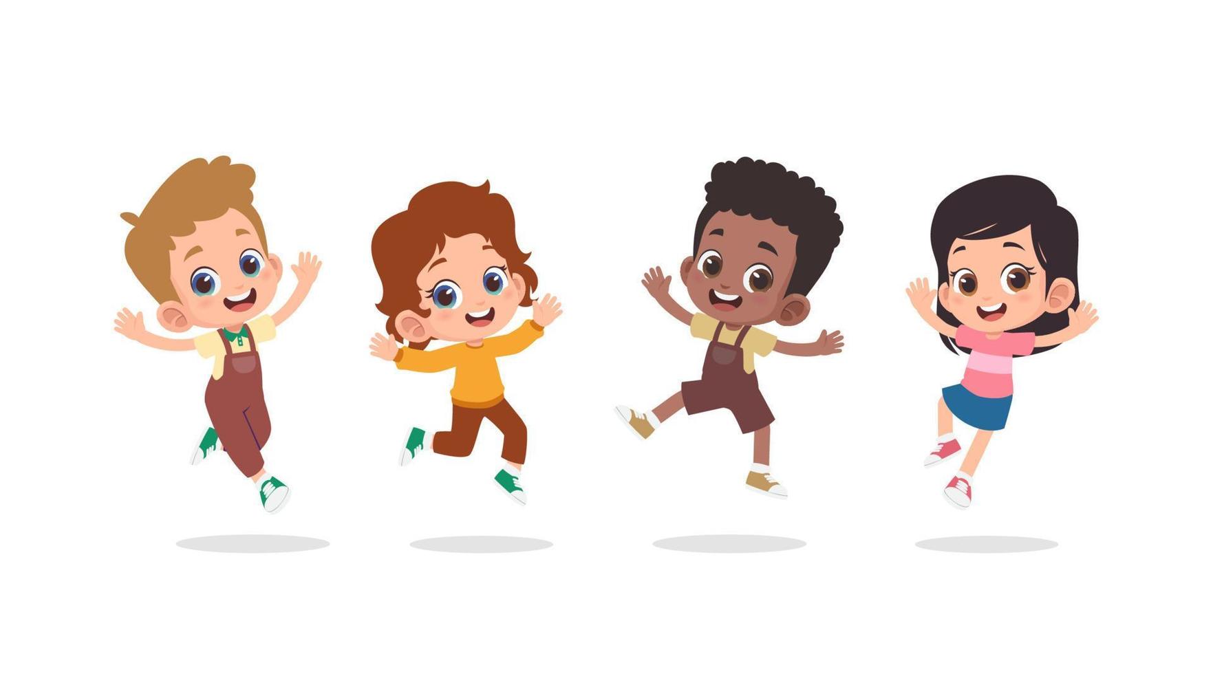 Group of happy children jumping vector