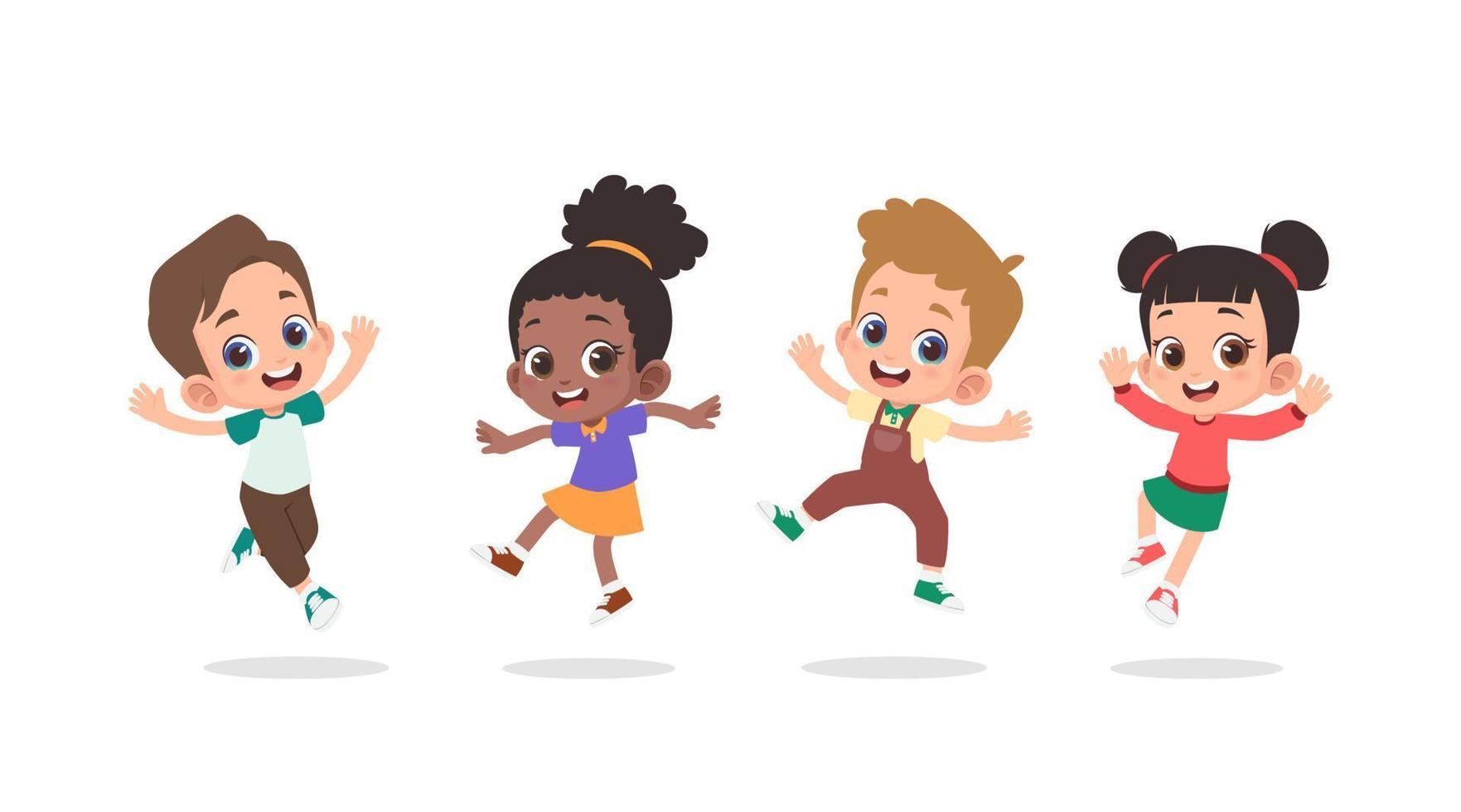 Group of happy children jumping vector