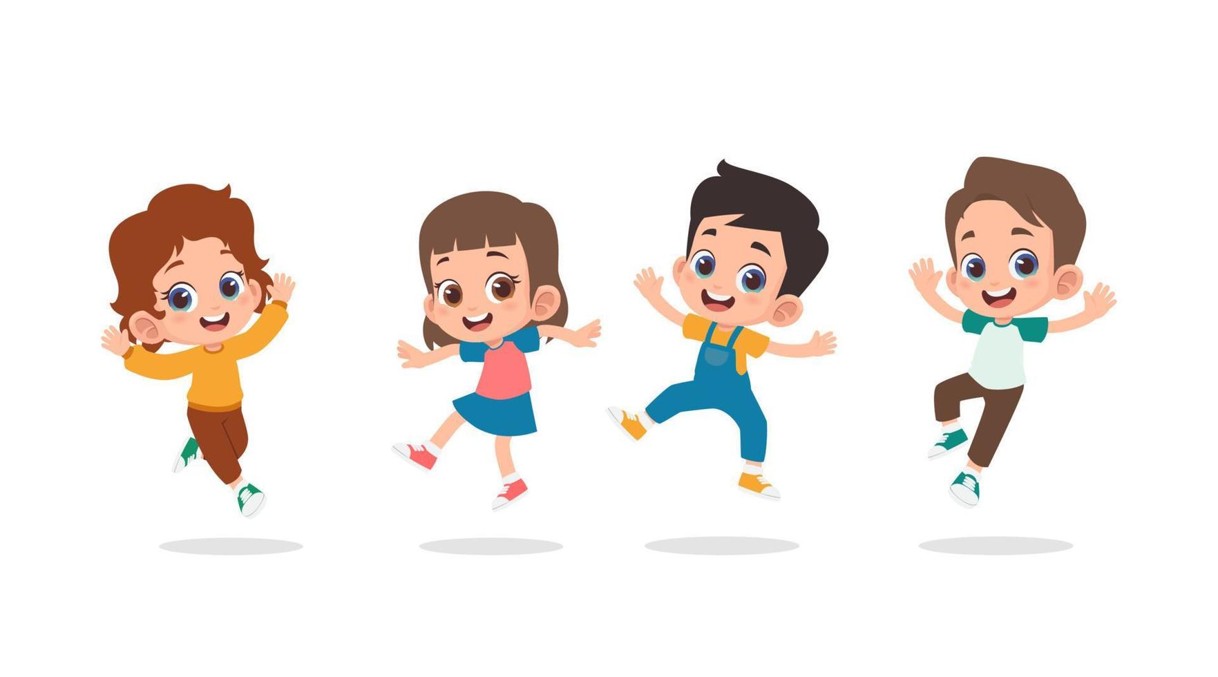 Group of happy children jumping vector