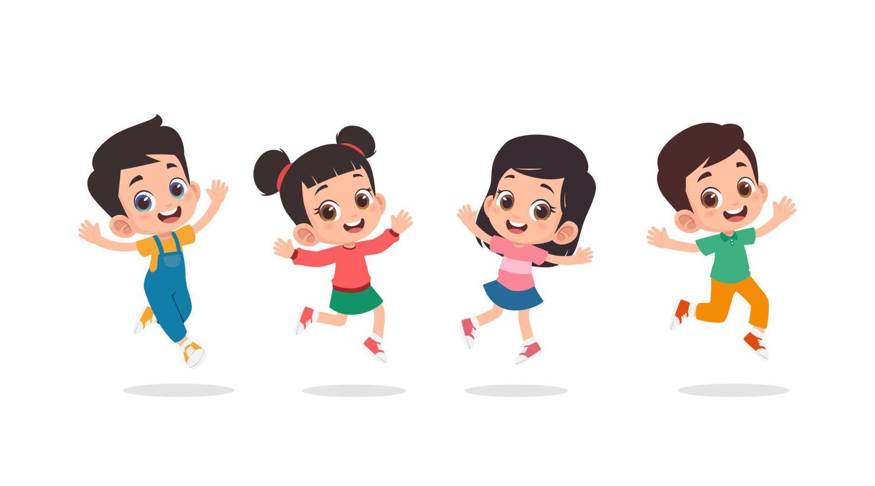 Group of happy children jumping vector