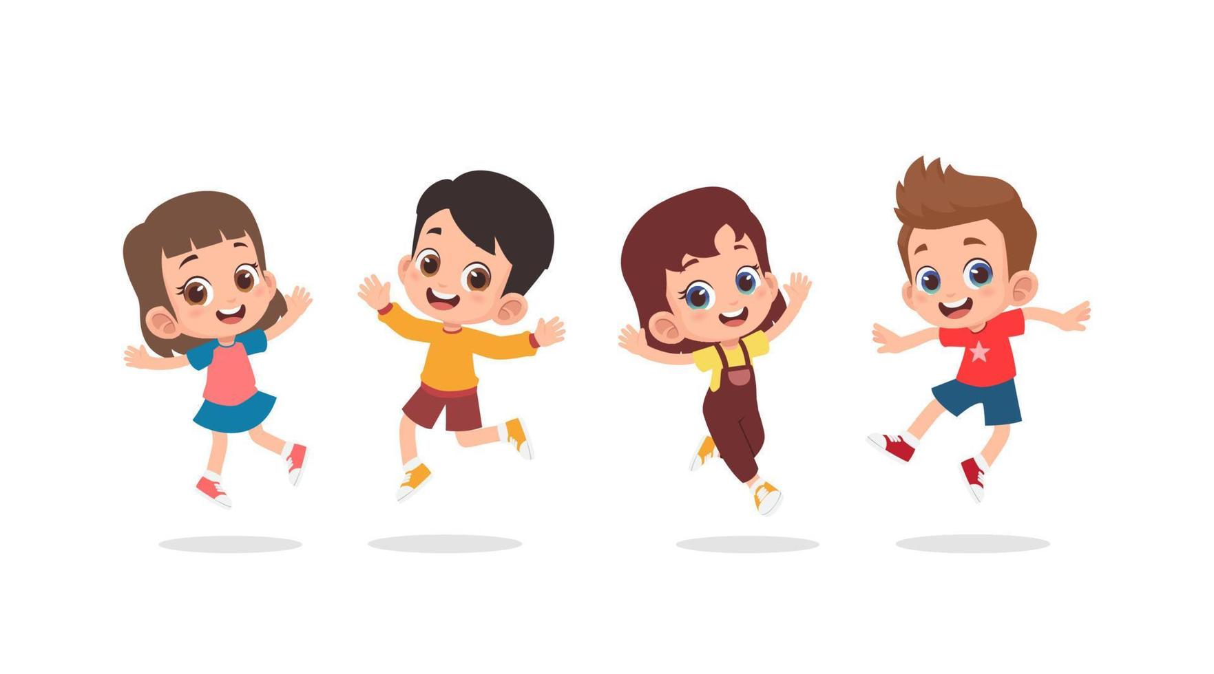 Group of happy children jumping vector