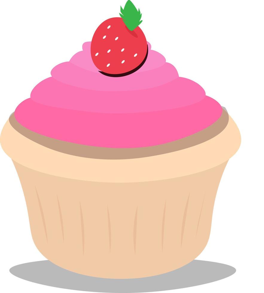 Strawberry cupcake illustration vector