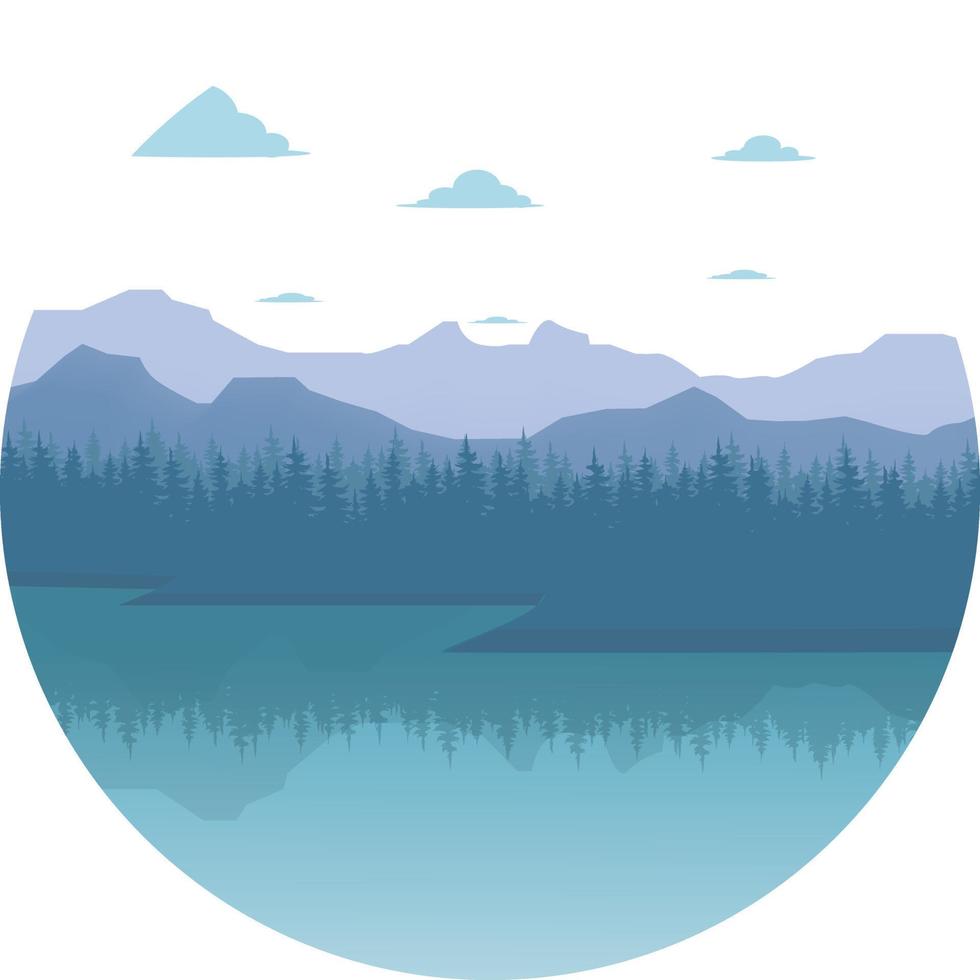 paisaje lago montaña vector