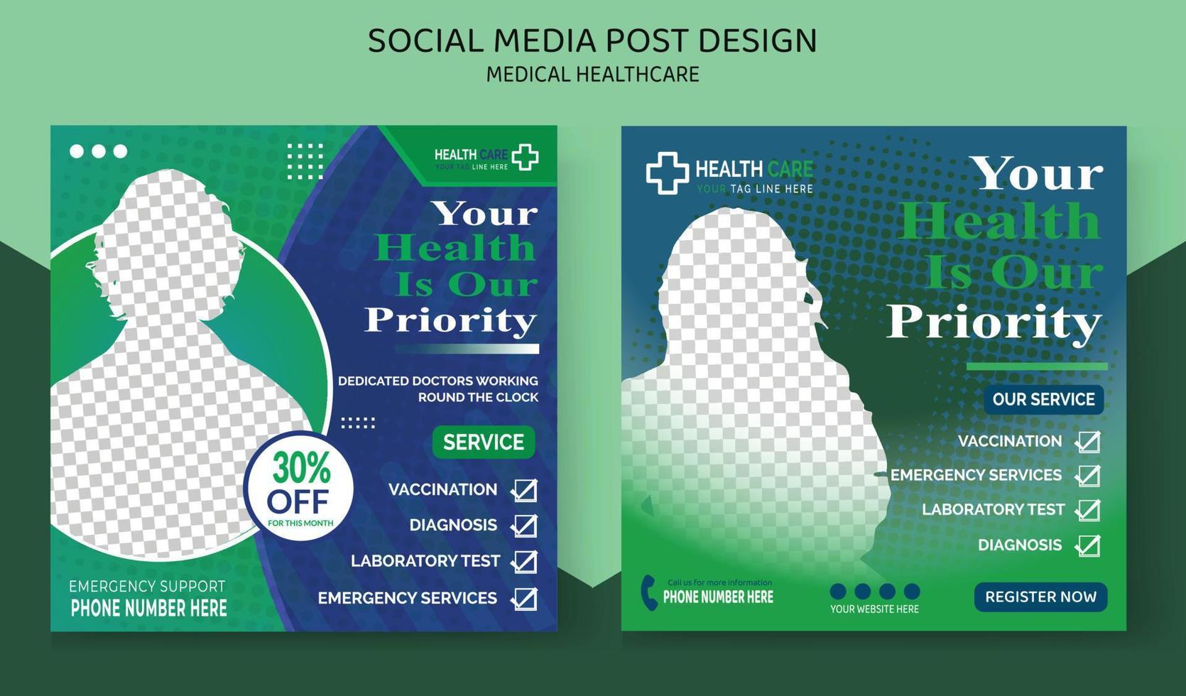 Hospital Healthcare Doctor Social Media Post vector