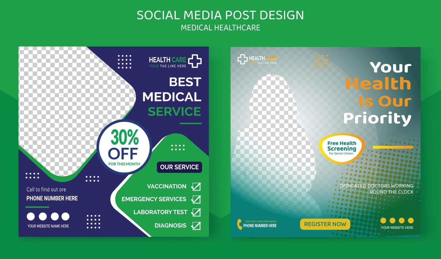 Hospital Healthcare Doctor Social Media Post vector