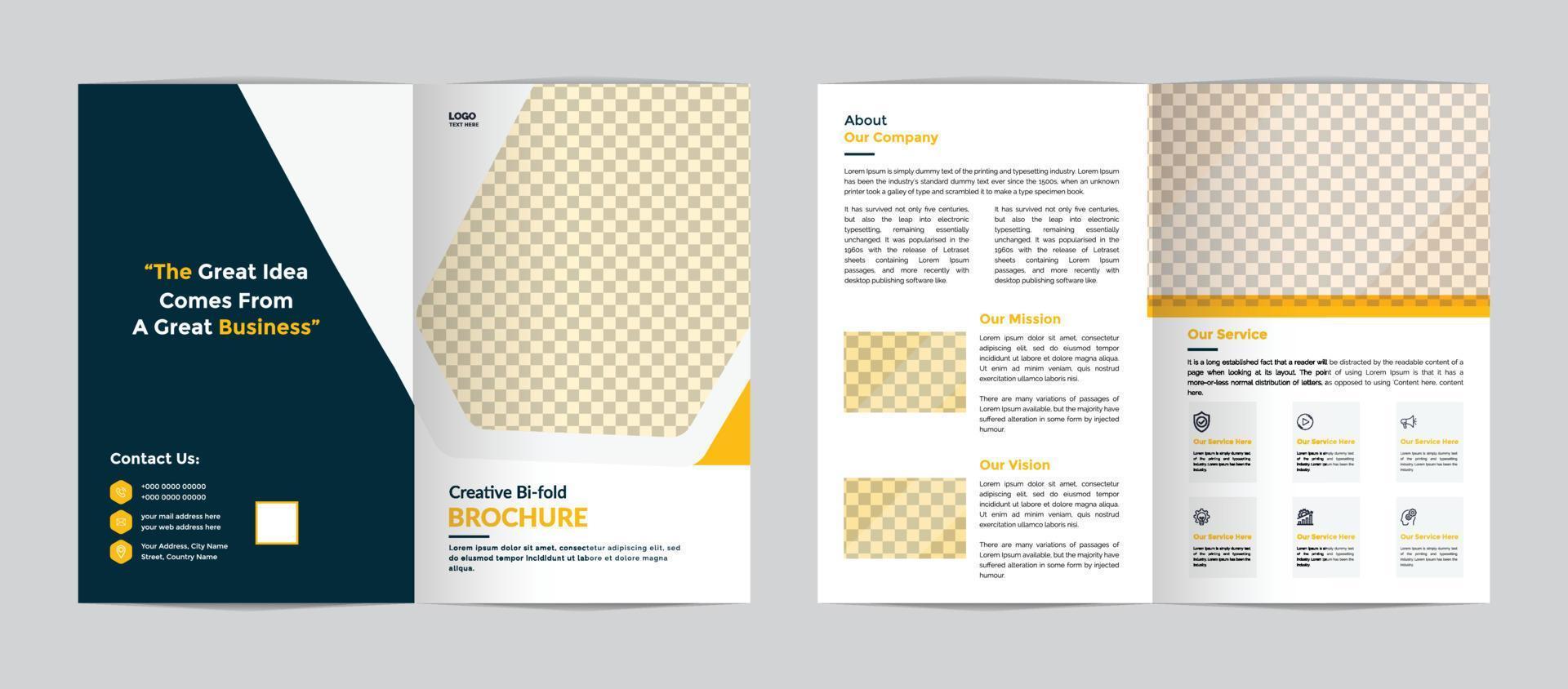 Bi-fold brochure minimal creative design. Report template and presentations vector