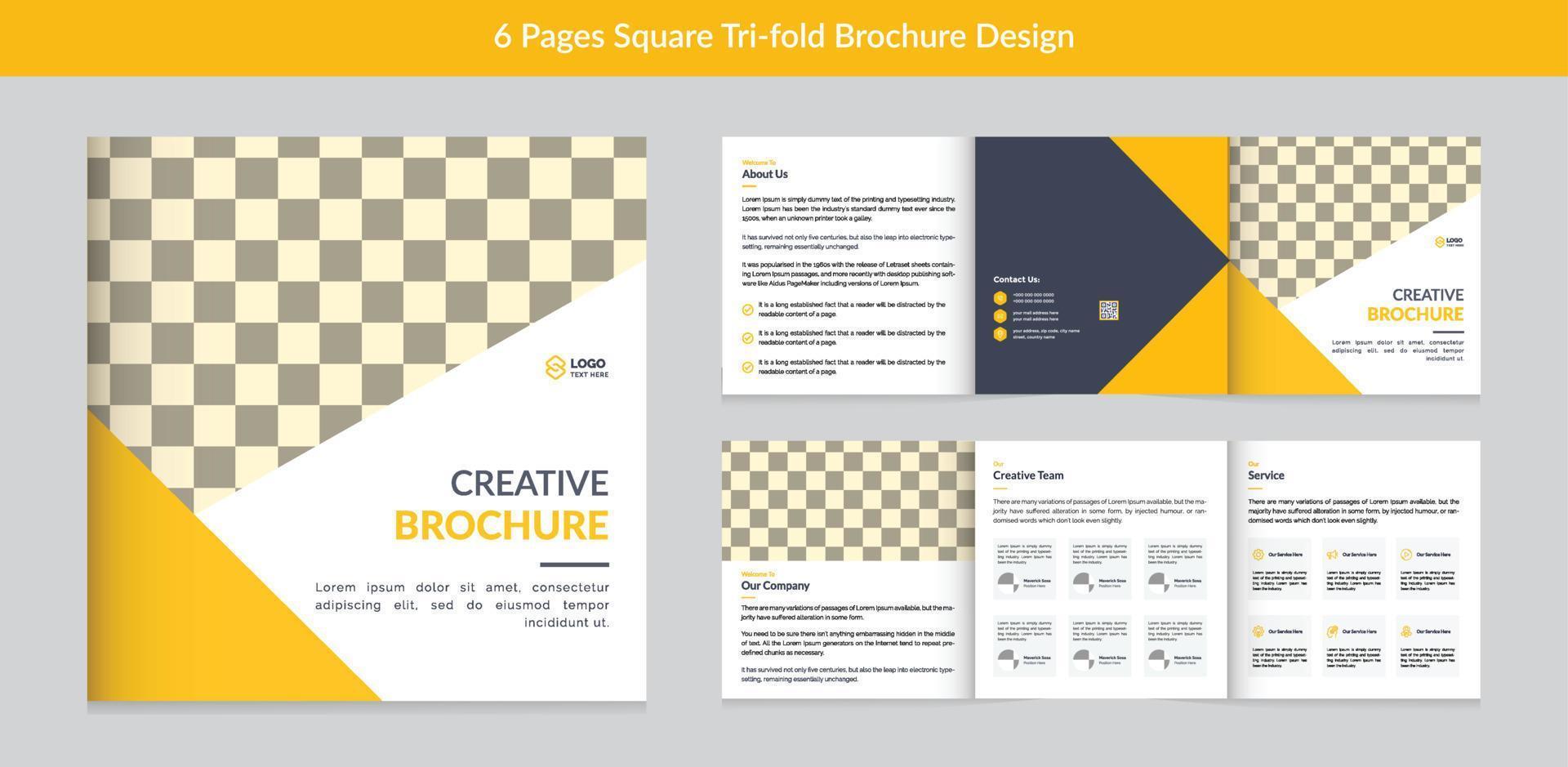 Creative modern business square trifold brochure template design vector