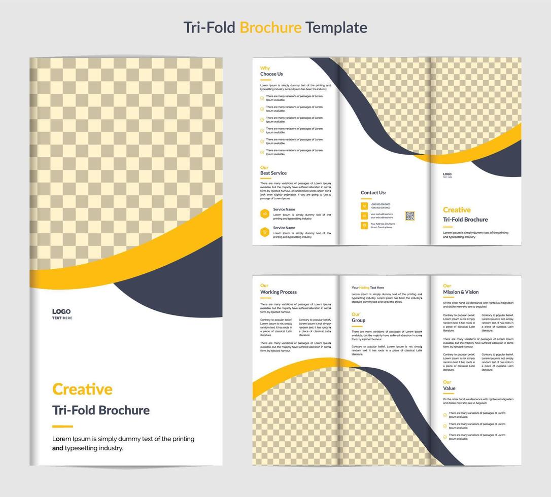 diseño de plantilla moderna de folleto tríptico de negocios corporativos abstractos vector