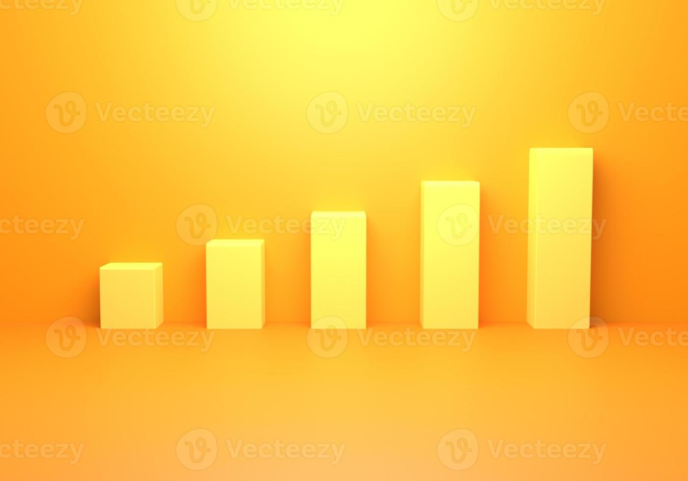 3d rendering of empty yellow orange abstract minimal. Business concept background. Scene for advertising, showcase, technology, banner, economy, investment, presentation. Illustration. Product display photo