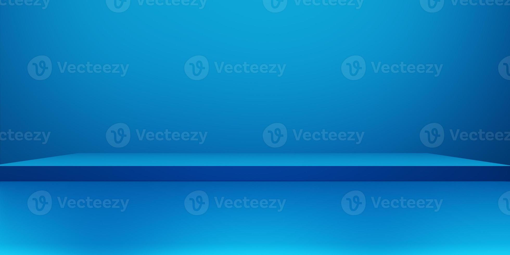 3d rendering of empty podium blue abstract minimal concept background. trendy color. Scene for advertising, cosmetic ads, show, technology, banner, cream, fashion. Illustration. Product display photo