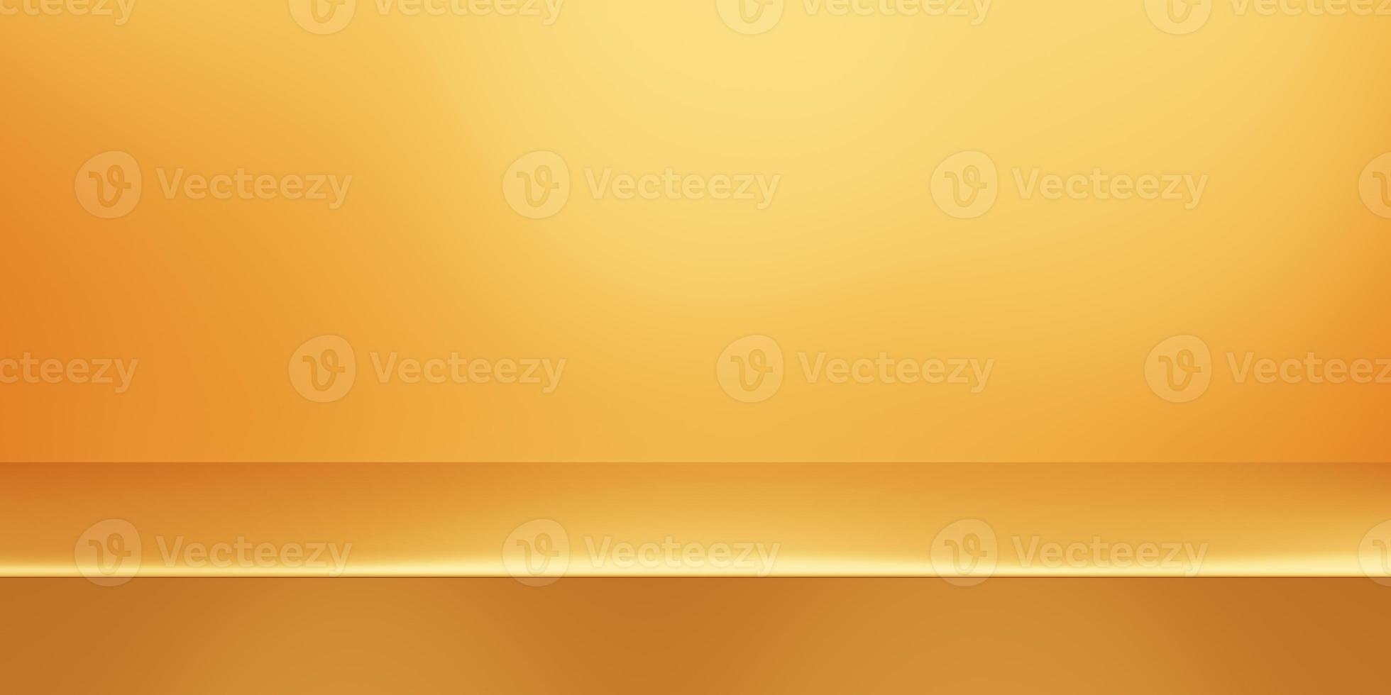 3d rendering of empty gold abstract minimal background. Scene for advertising design, cosmetic ads, showcase, banner, cream, fashion, luxury. Illustration. Product display. copy space photo