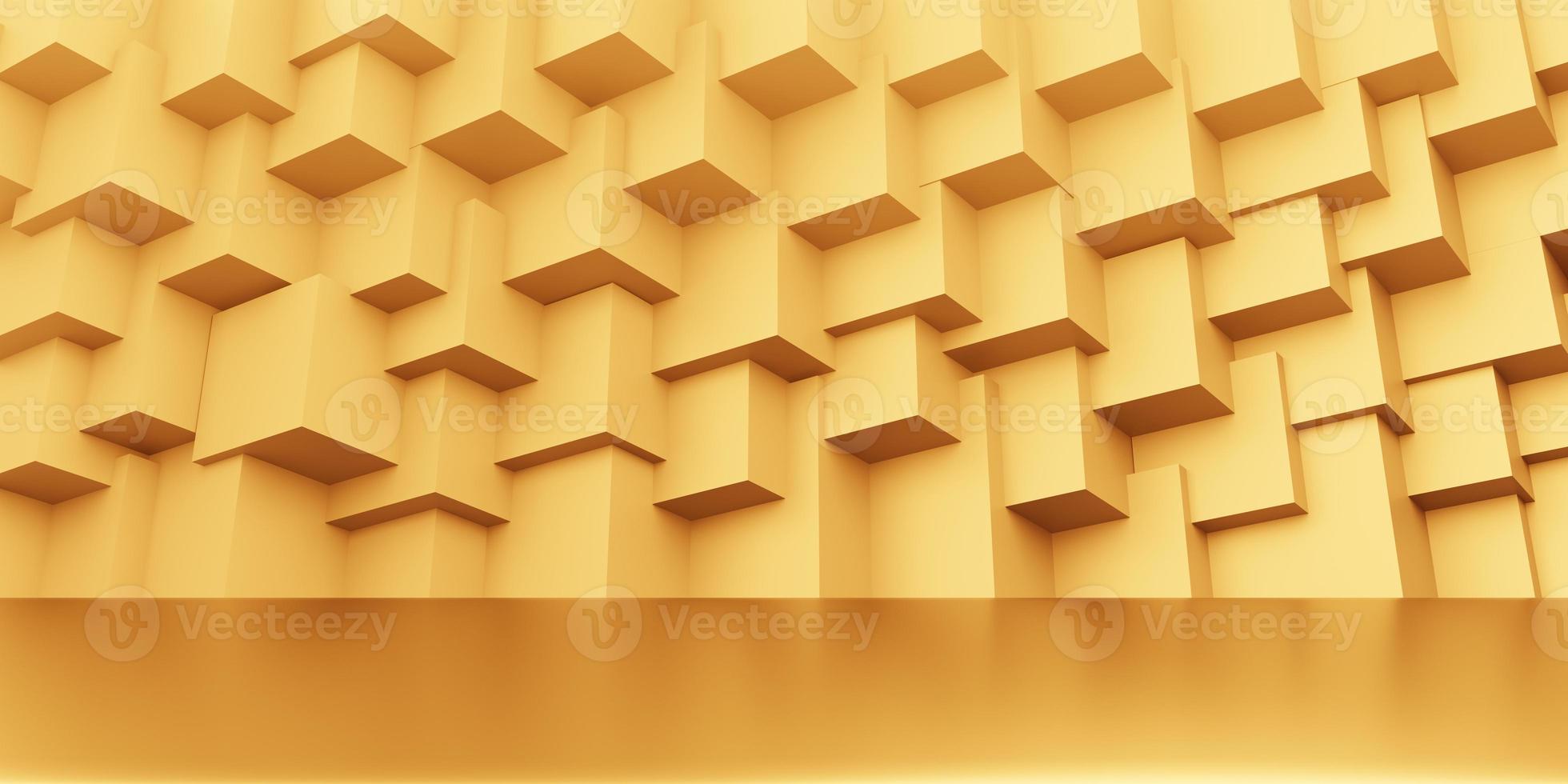3d rendering of empty gold abstract geometric minimal concept background. Scene for advertising, cosmetic, showroom, banner, fashion, technology, business, luxury. Illustration. Product display photo