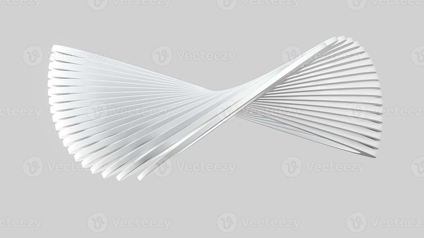 Abstract art of surreal swirl infinity twisted round shape in light grey matte plastic material white background Monochrome abstract 3d illustration photo