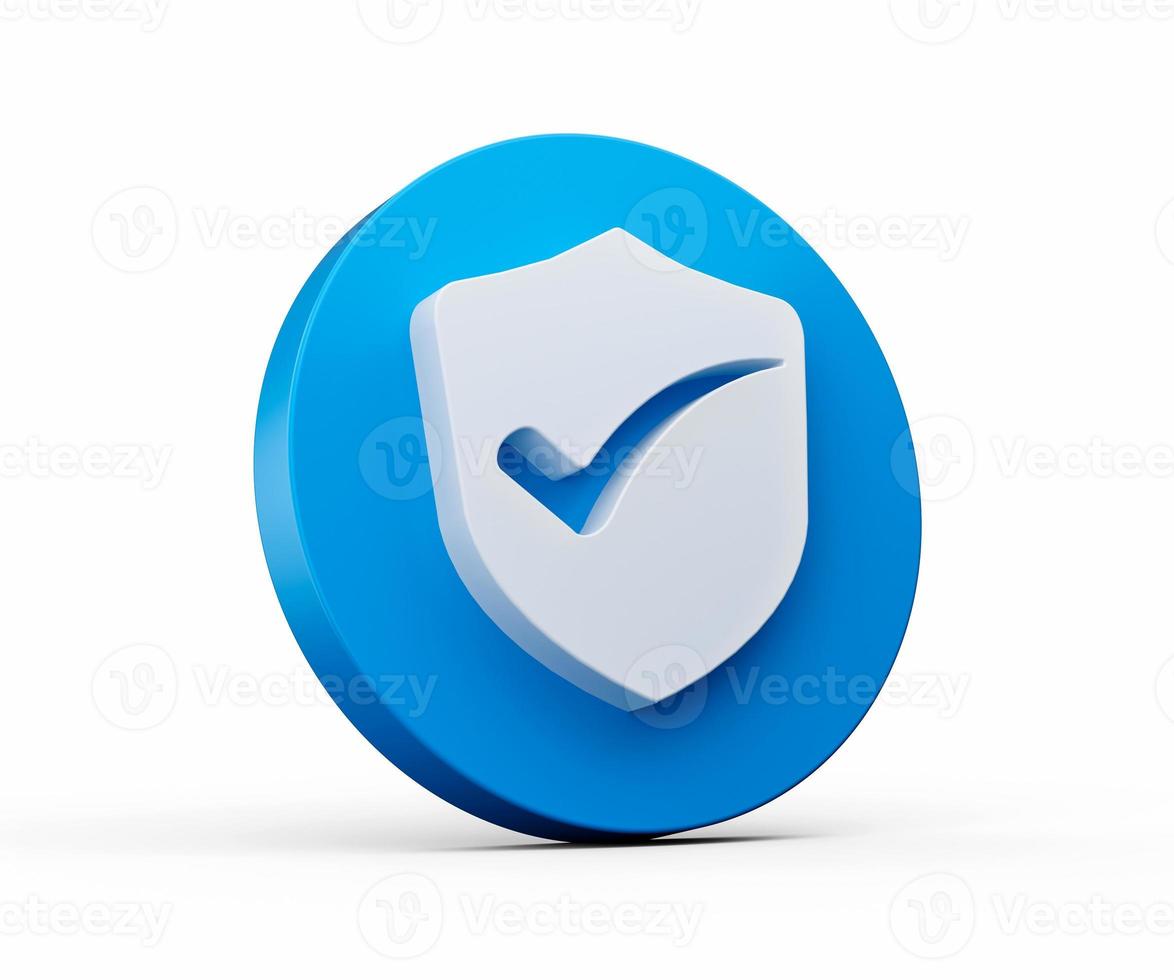 Shield check mark icon. 3d illustration. Security, guaranteed icon photo
