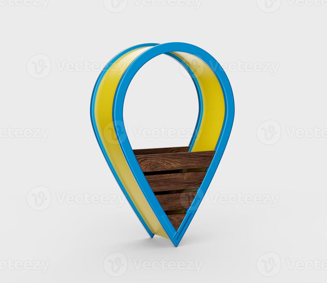 Location pin 3d pointer of map shop store outlet isolated on white background 3d illustration photo