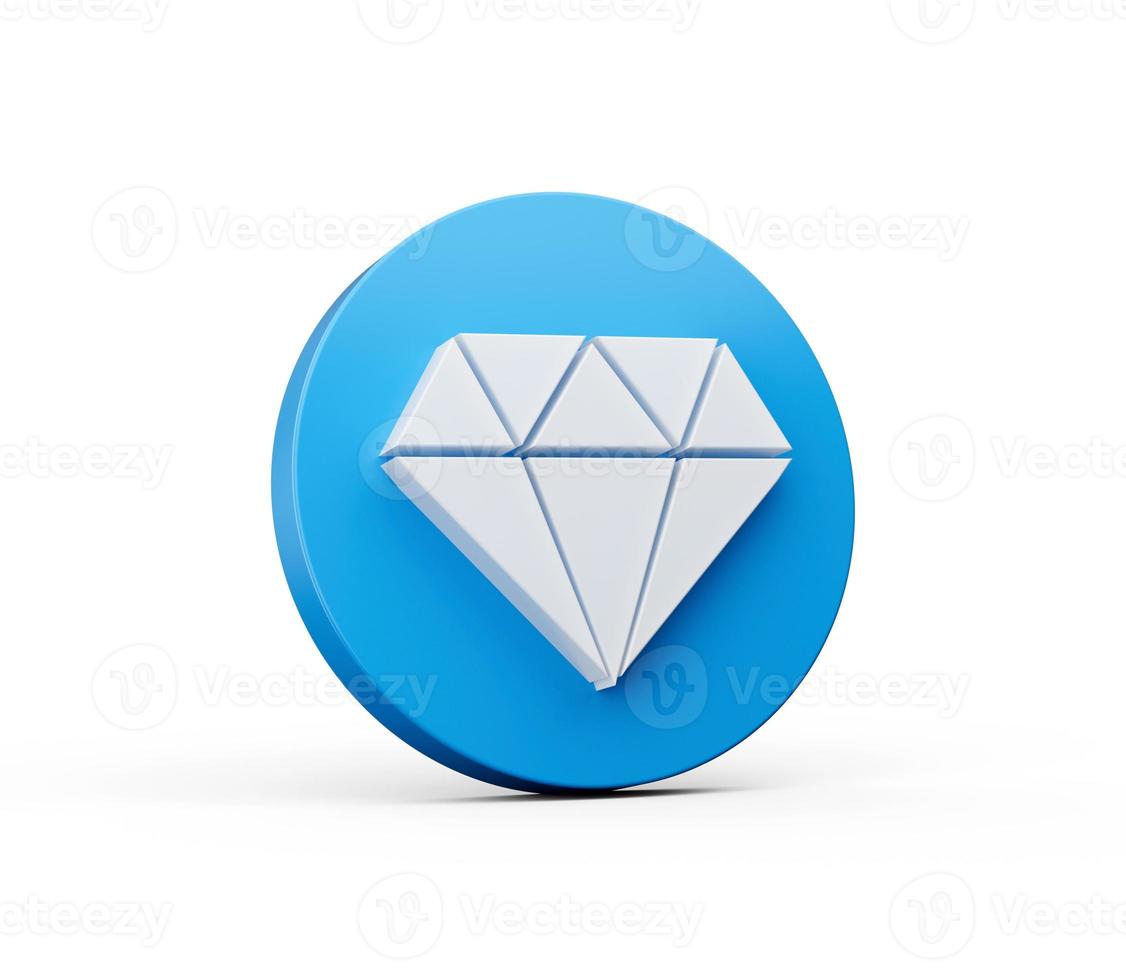 Diamond 3d Icon on blue circle shape 3d illustration photo