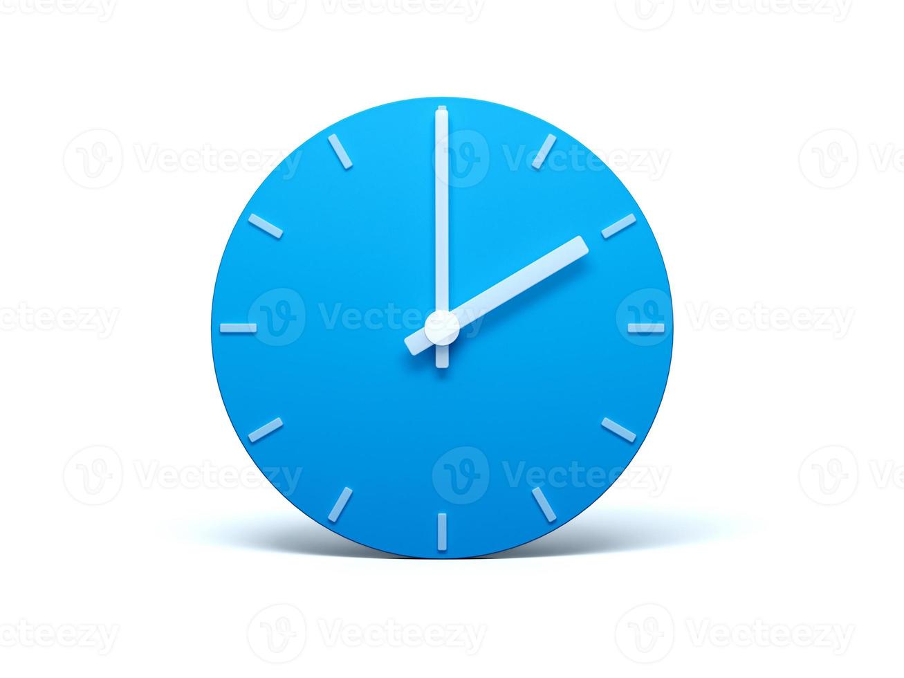 Blue wall Clock on isolated white background with Shadow 3d Illustration. 2 O'clock photo