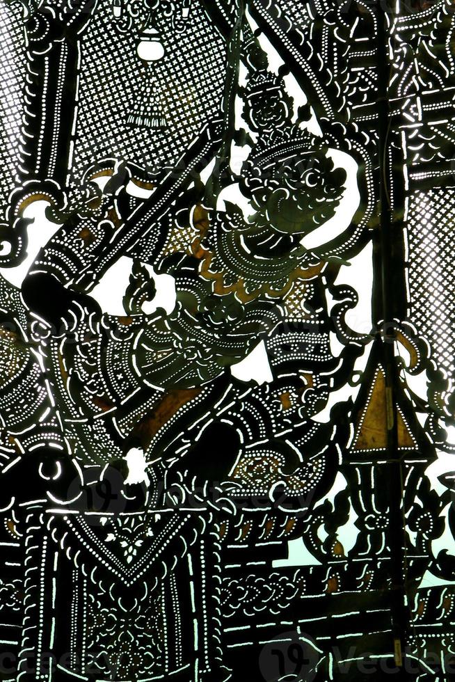 The puppet was made of cowhide depicting one of characters from Ramayana photo