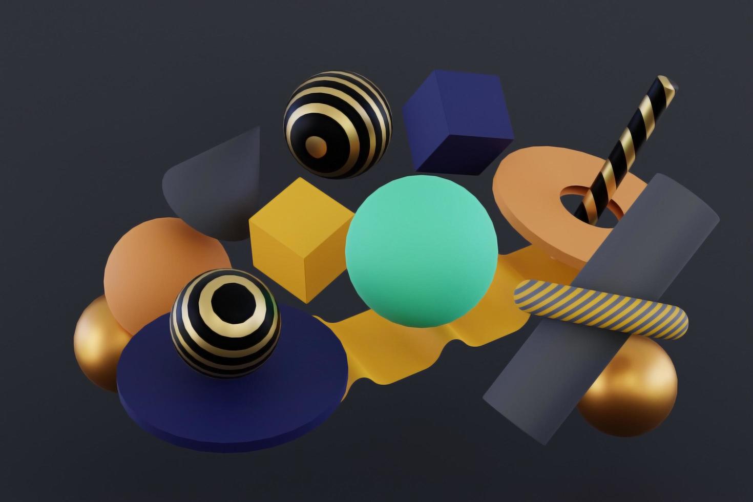 3d Geometric shapes colorful background photo