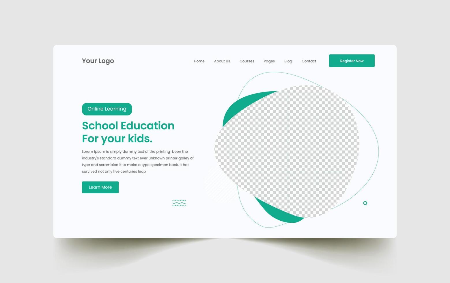 Diseño de plantilla de interfaz de usuario de la página de inicio del sitio web de educación. diseño de página de inicio creativo y moderno vector