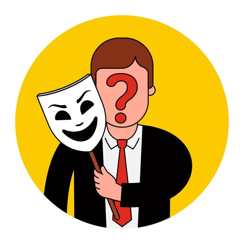hide your face behind a mask. hide your identity. complete anonymity. flat vector illustration