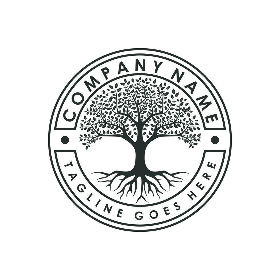 Family Tree of Life stamp seal logo design inspiration vector