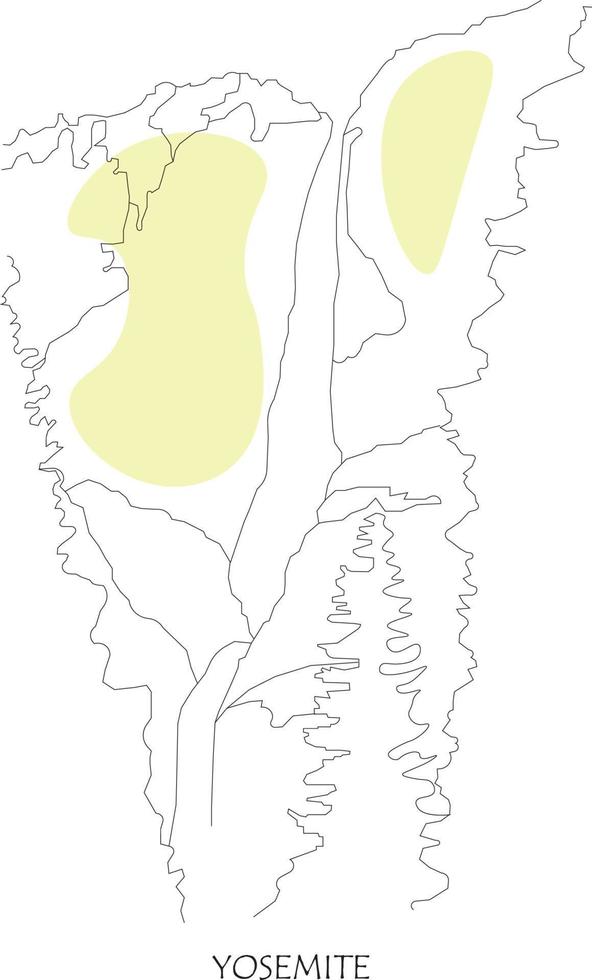 Yosemite national park with lineart style vector