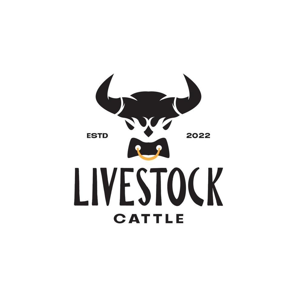 head cow livestock cattle retro colored logo design vector graphic symbol icon illustration creative idea