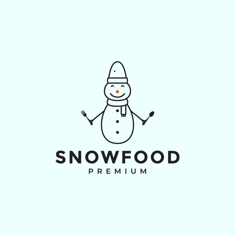 snow man with spoon fork logo design vector graphic symbol icon illustration creative idea