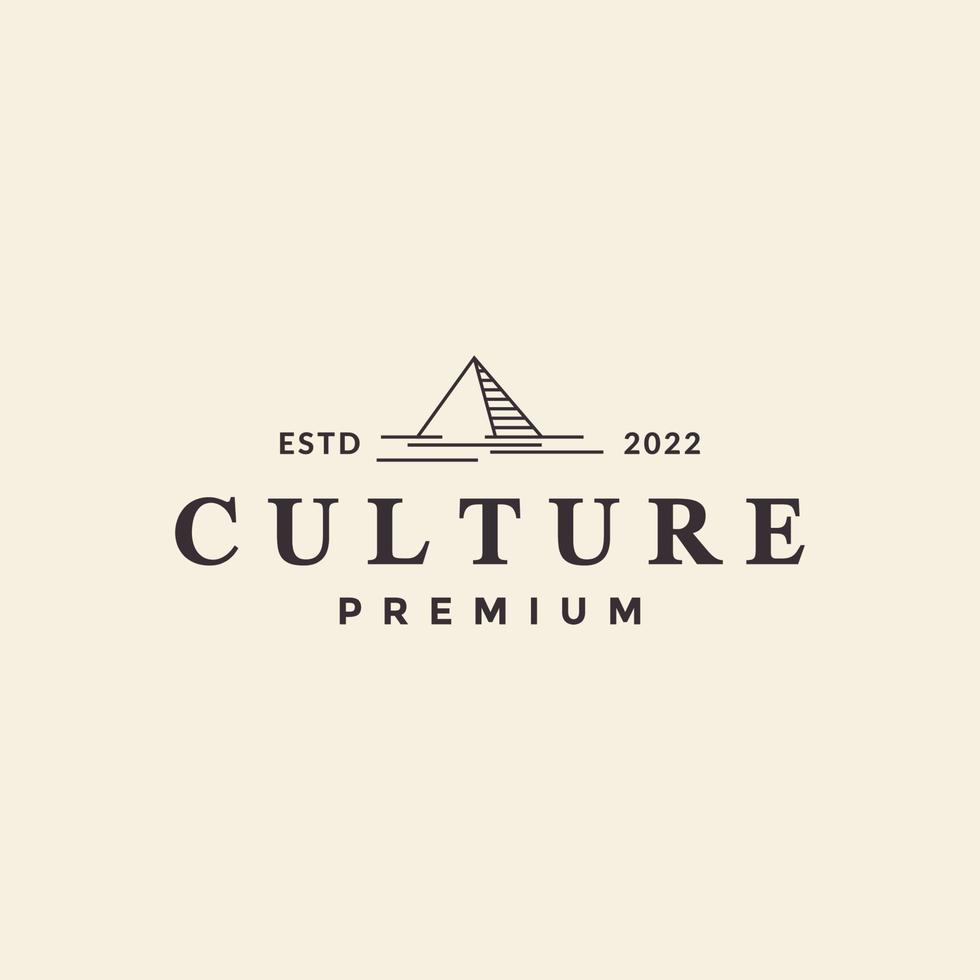 línea hipster cultura egipto pirámide logo diseño vector gráfico símbolo icono ilustración idea creativa