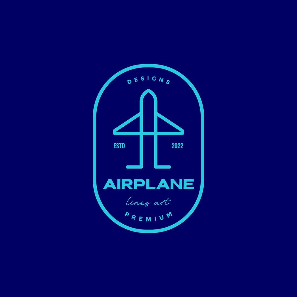 line airplane with minimal badge colored logo design vector graphic symbol icon illustration creative idea